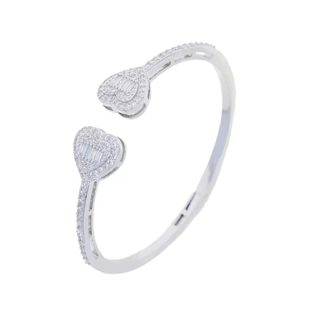 open heart bangle bracelet Baguette heart cuff bracelet - Picture 4 of 4